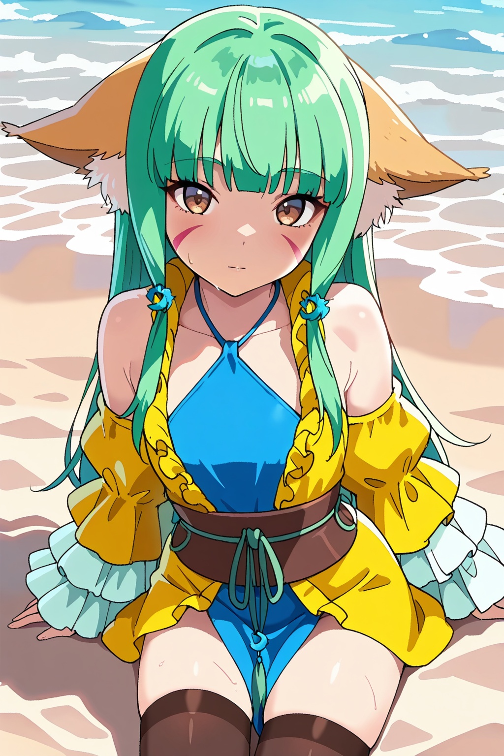 on the beach,  on the beach,  Thigh exposed on Tensor.Art