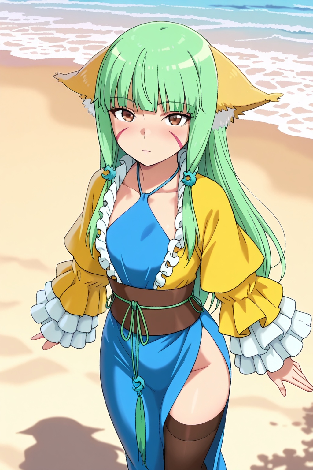 on the beach,  on the beach,  Thigh exposed on Tensor.Art