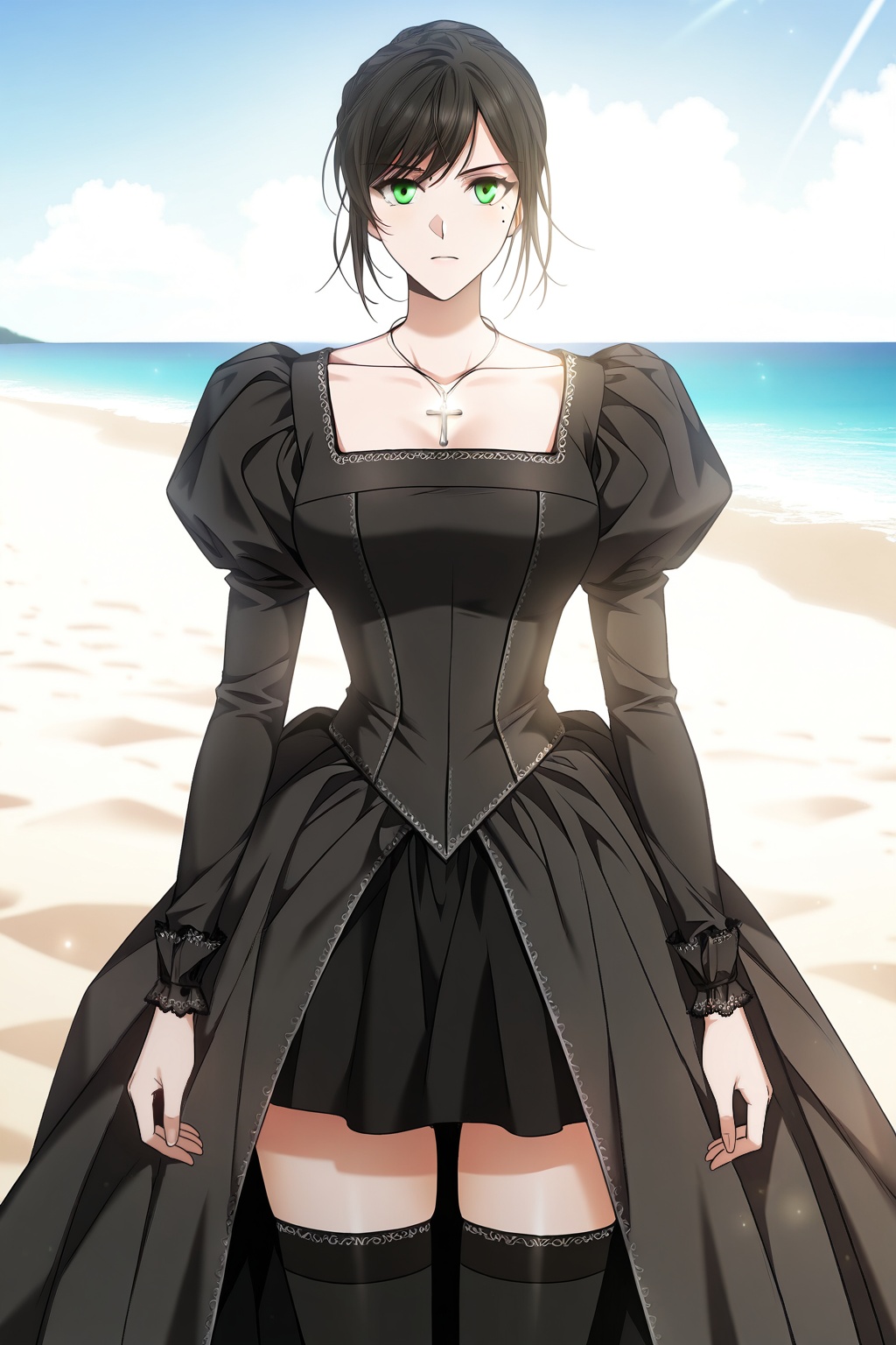 on the beach,  on the beach,  Thigh exposed on Tensor.Art