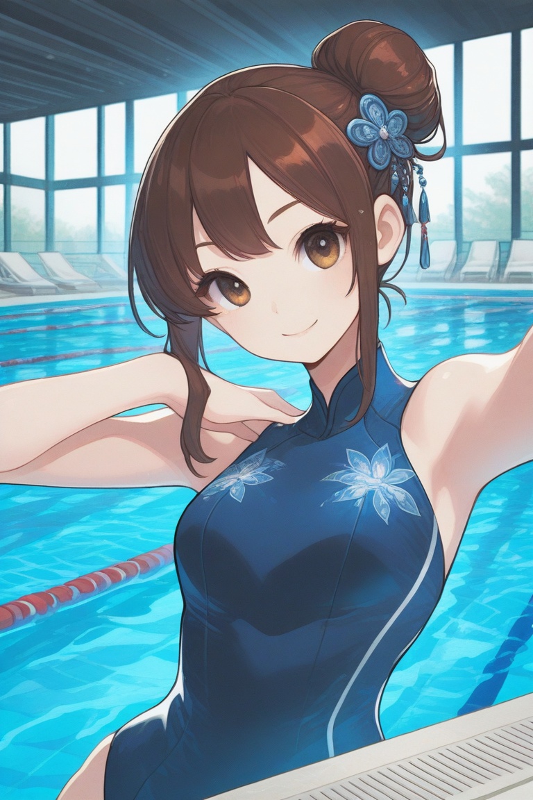 swimsuitgirl,  brown hair,  sidelocks on Tensor.Art