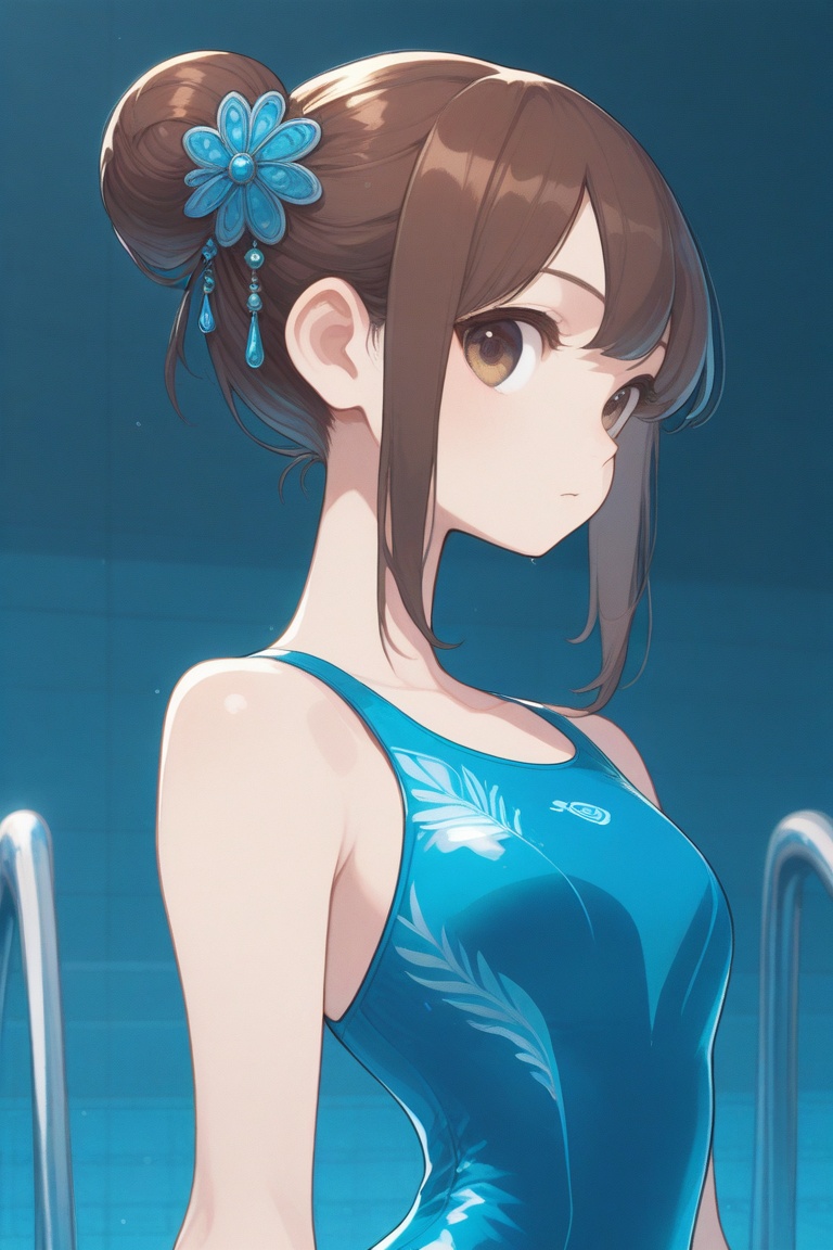 swimsuitgirl,  brown hair,  sidelocks on Tensor.Art