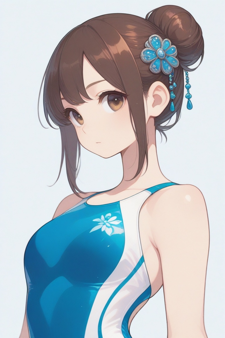 swimsuitgirl,  brown hair,  sidelocks on Tensor.Art