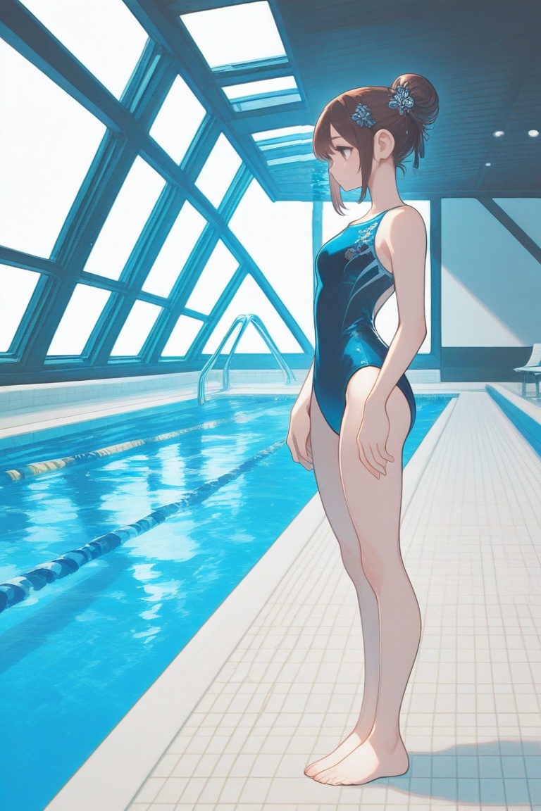swimsuitgirl,  brown hair,  sidelocks on Tensor.Art