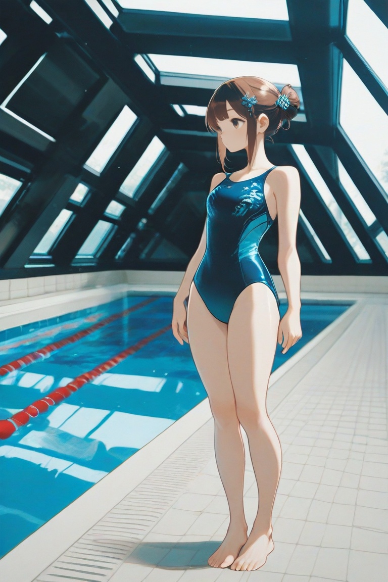 swimsuitgirl,  brown hair,  sidelocks on Tensor.Art