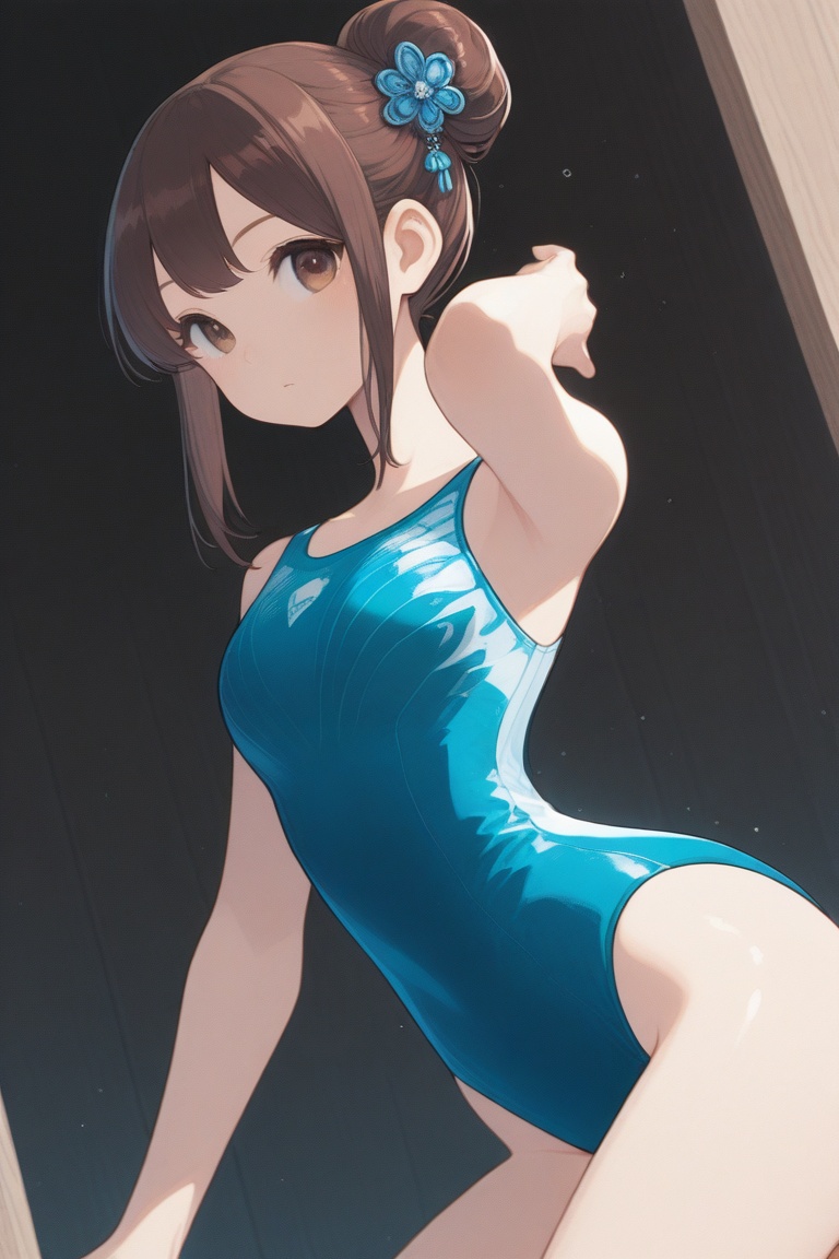 swimsuitgirl,  brown hair,  sidelocks on Tensor.Art