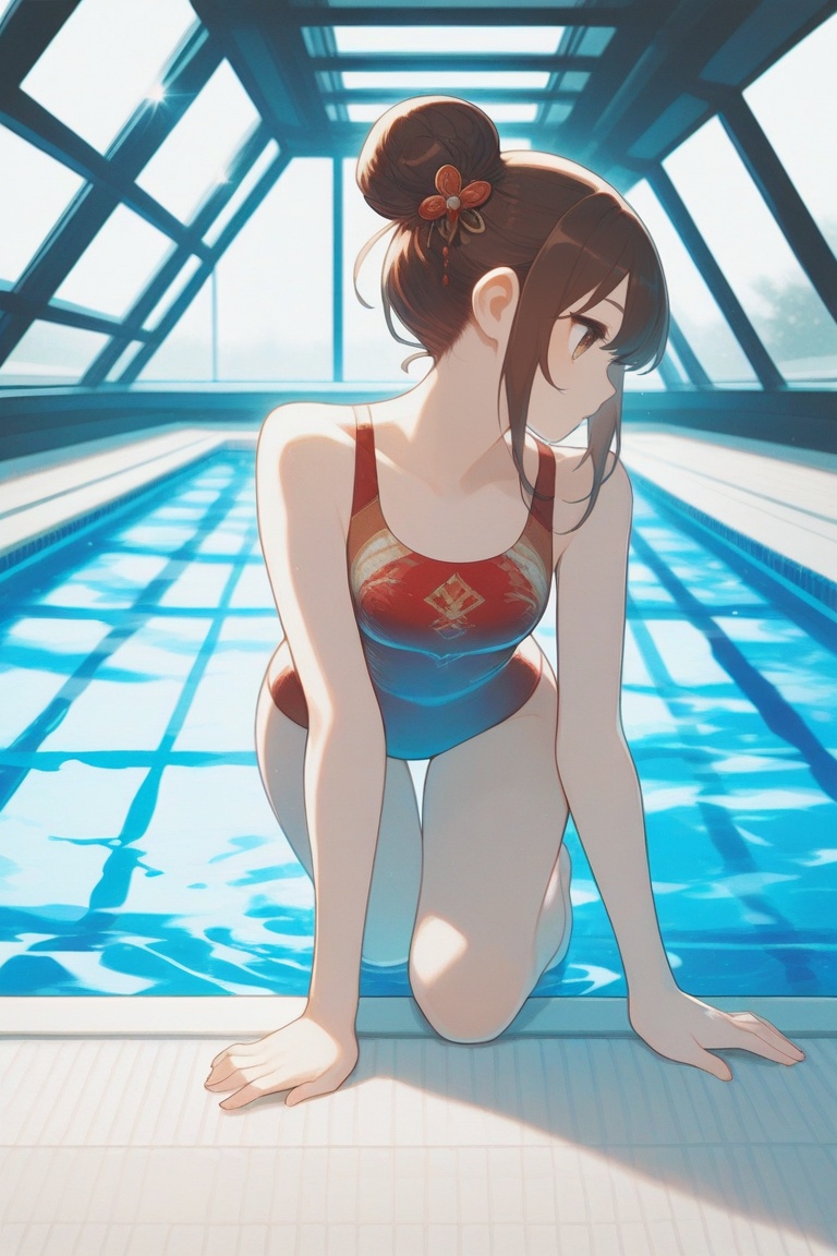 swimsuitgirl,  brown hair,  sidelocks on Tensor.Art