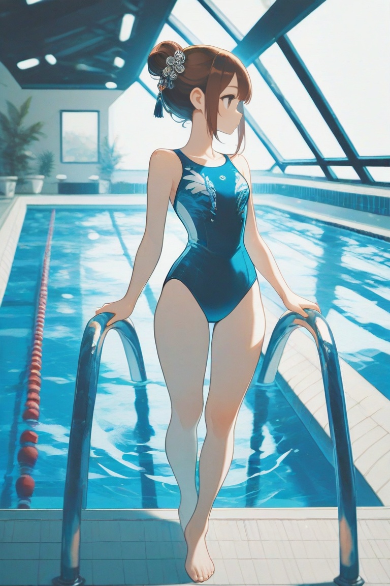 swimsuitgirl,  brown hair,  sidelocks on Tensor.Art