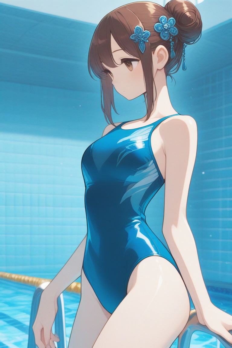 swimsuitgirl,  brown hair,  sidelocks on Tensor.Art