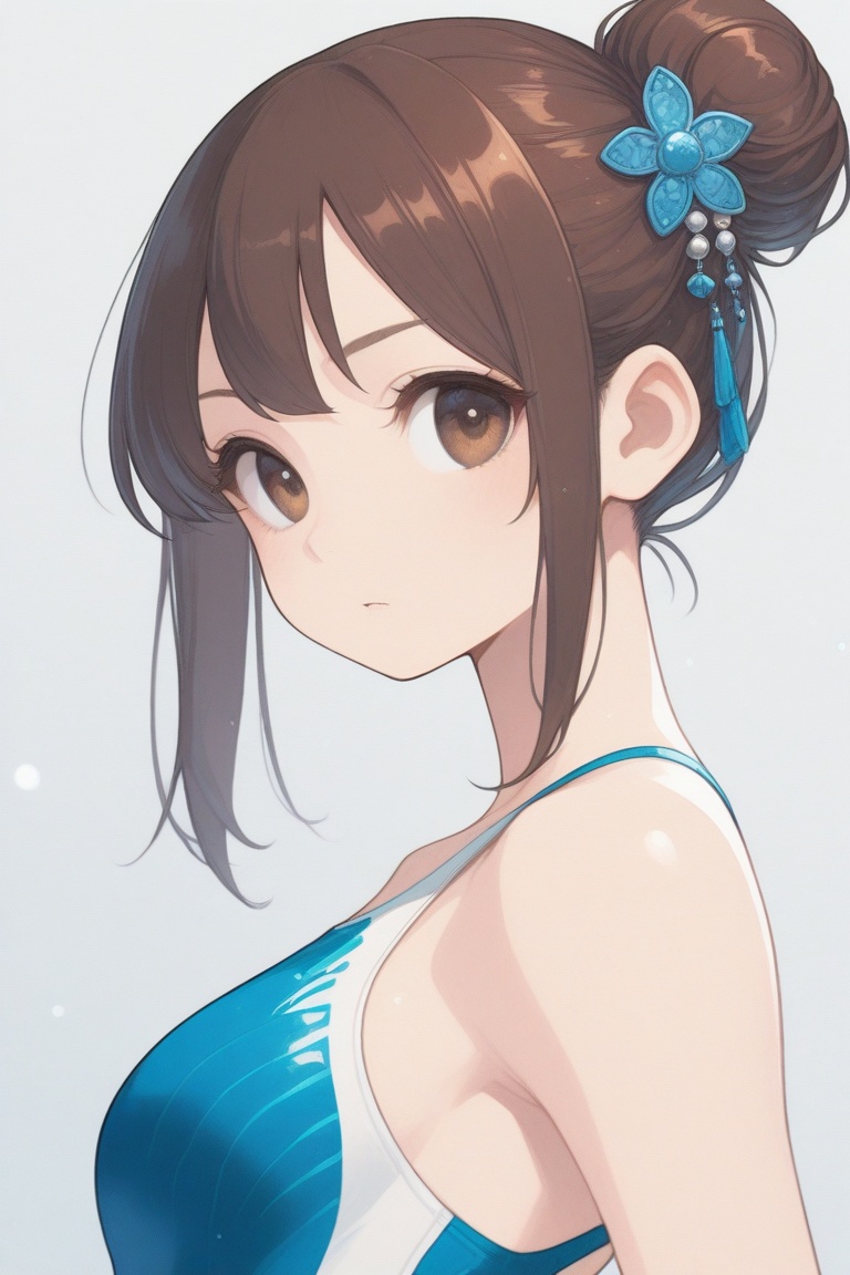 swimsuitgirl,  brown hair,  sidelocks on Tensor.Art