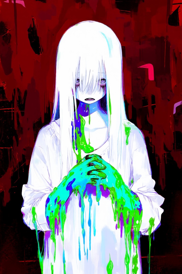 abstract style,  a digital illustration of a mysterious woman with long,  straight on Tensor.Art