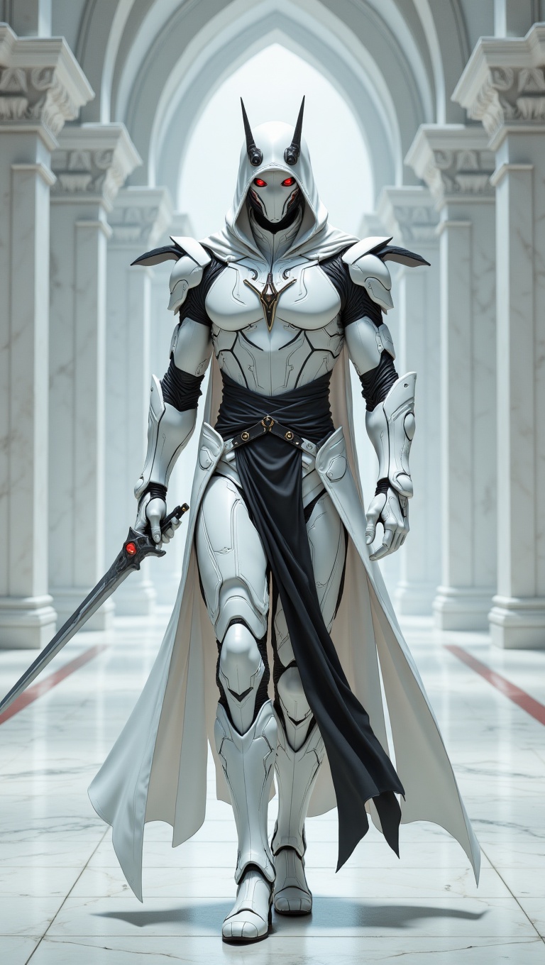 a full-body shot of a male sci-fi assassin character,  clad in a sleek,  elegant on Tensor.Art