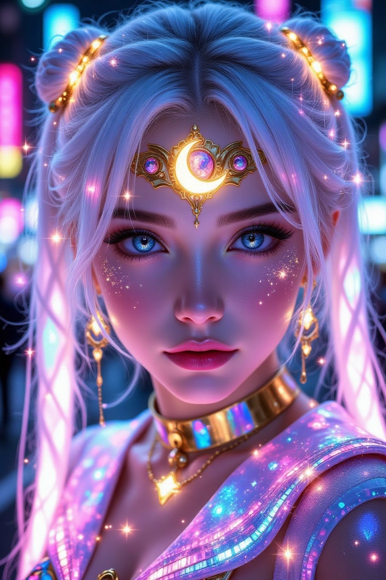 Highly detailed luminous digital art portrait of a beautiful female character in modern magical girl style,  inspired by S...