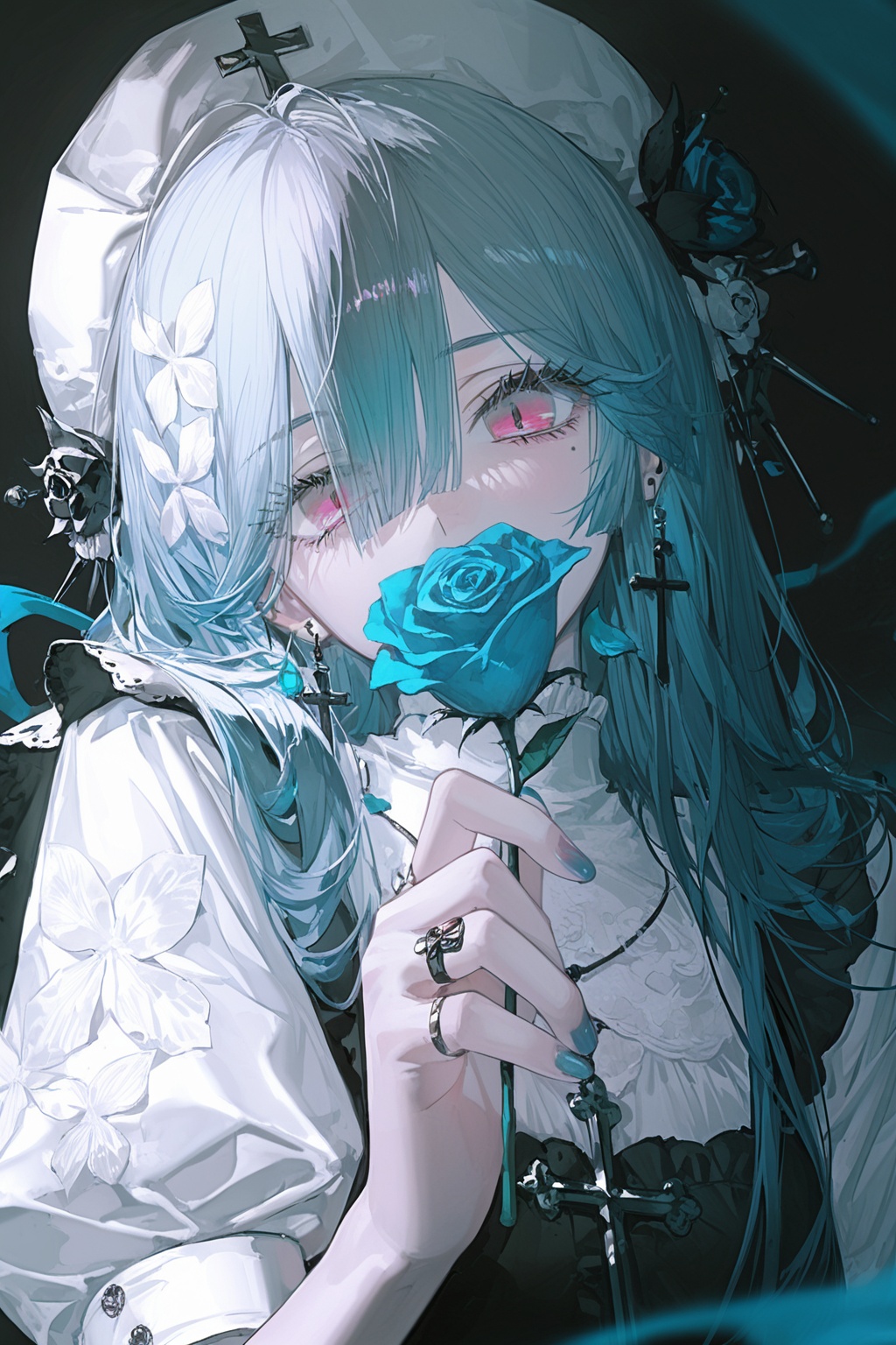 1girl,  jewelry,  flower on Tensor.Art