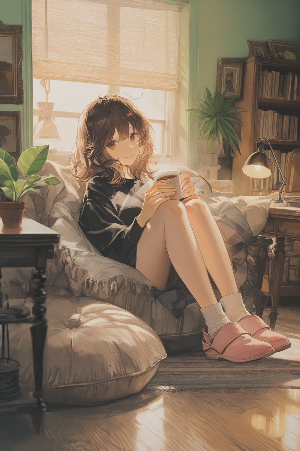 1girl,  indoors,  closed mouth on Tensor.Art