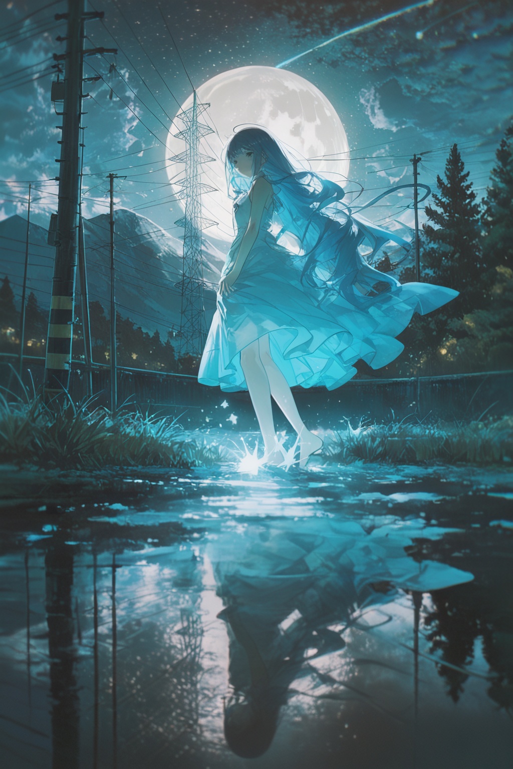 1girl,  dynamic pose,  rural landscape geyser on Tensor.Art