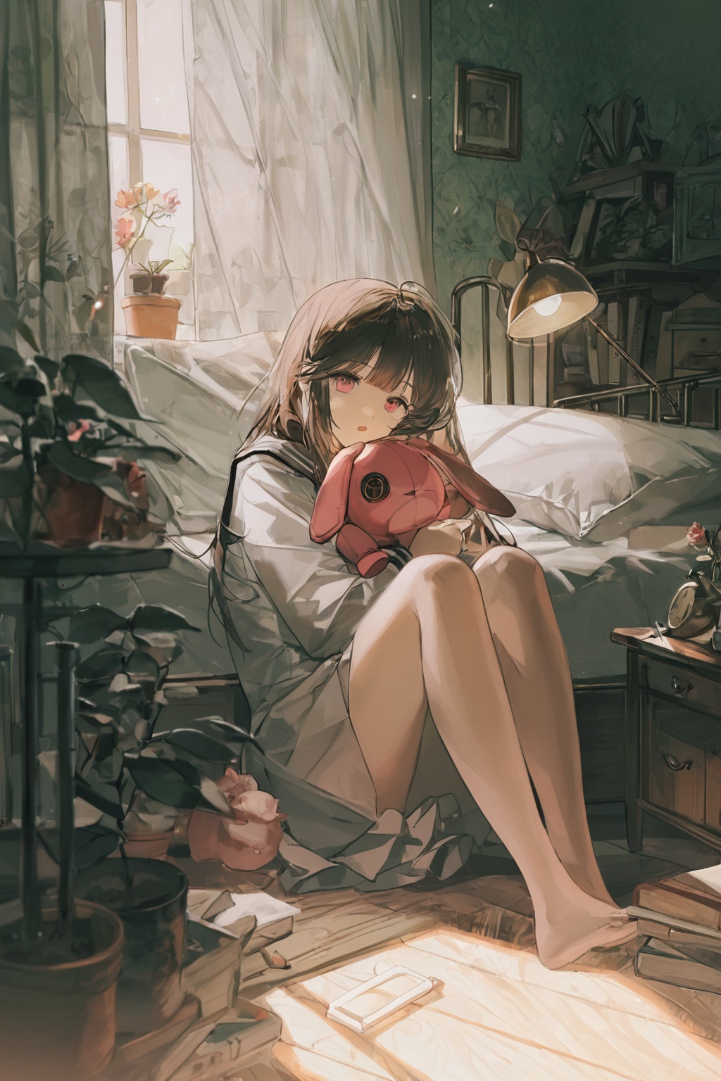 1girl,  indoors,  bedroom on Tensor.Art