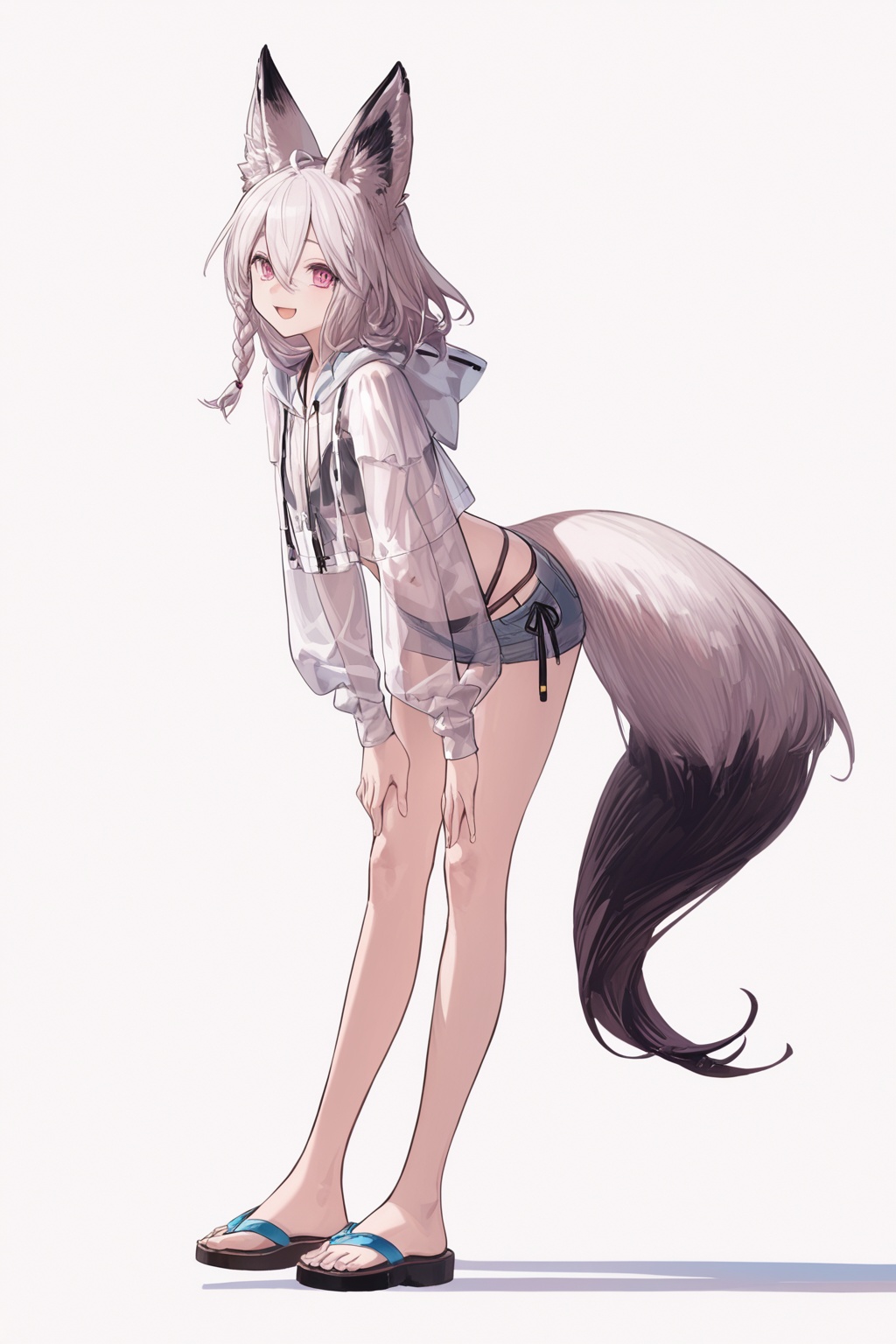 1girl,  Standing with hands on knees looking forward,  fox ears on Tensor.Art