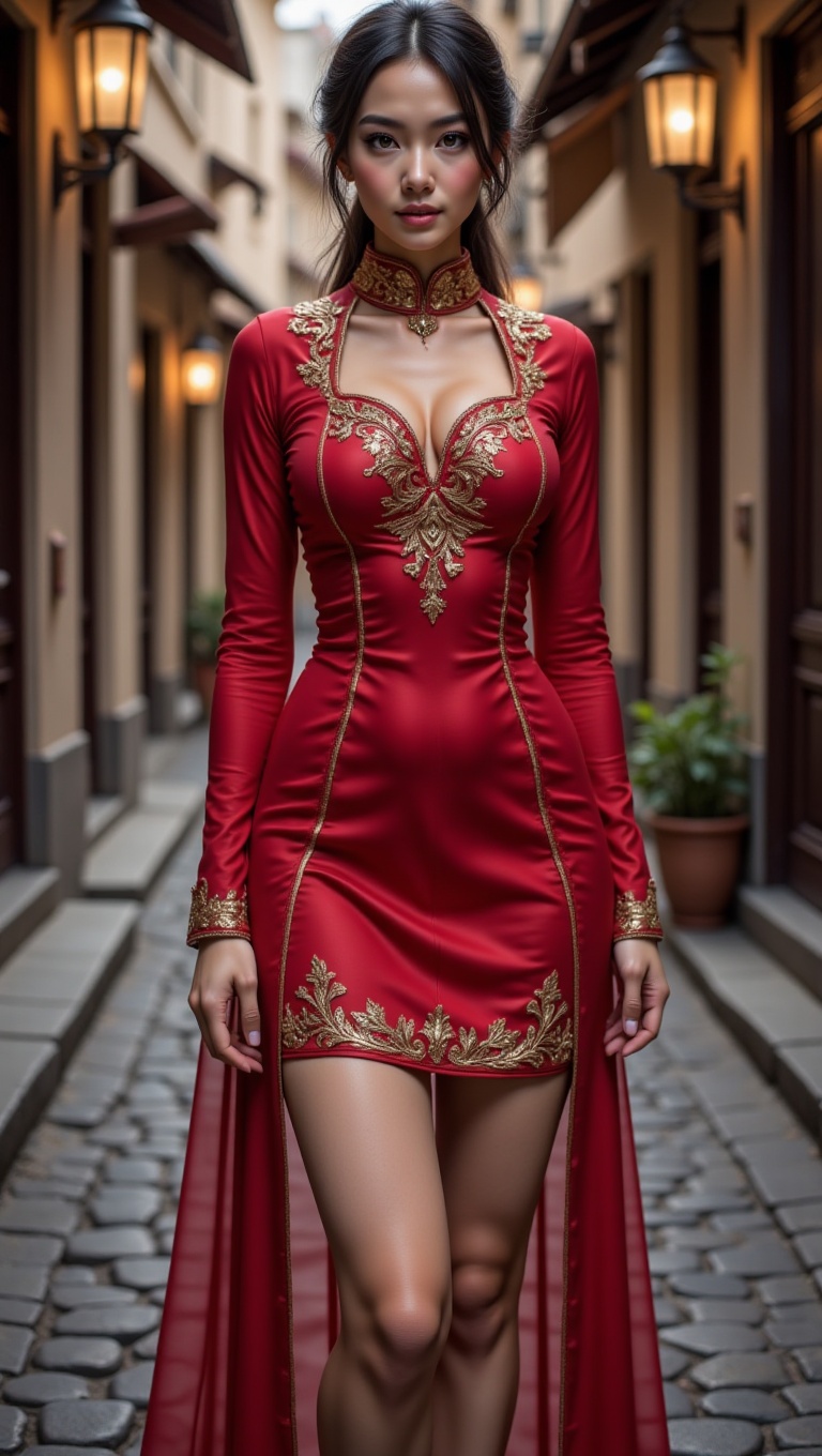 ohwx_character,  a woman,  short red dress on Tensor.Art