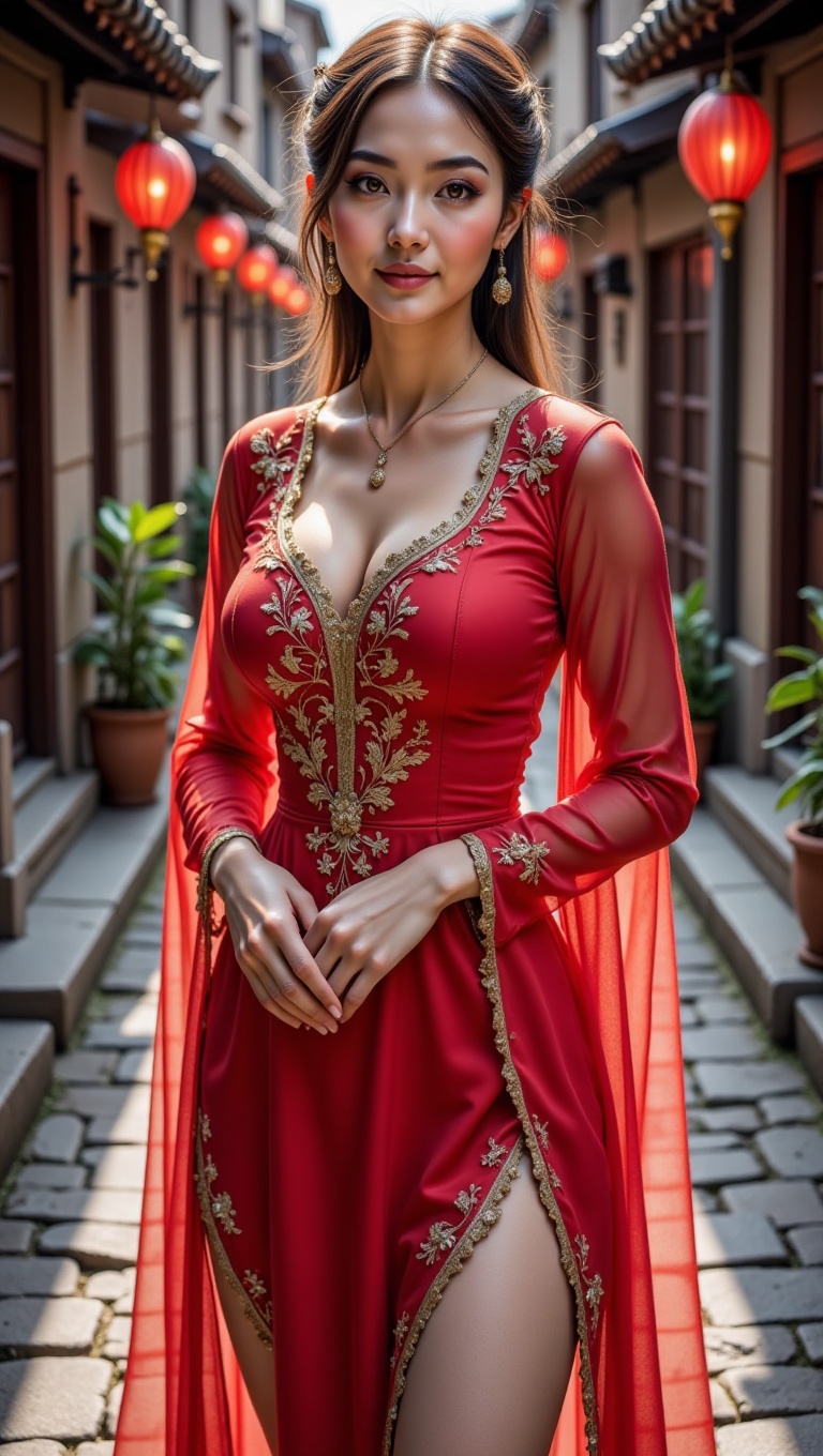 ohwx_character,  a woman,  short red dress on Tensor.Art