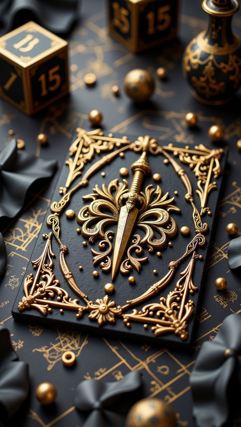 This image presents an exquisite,  ornate card or tile,  much like the previous one on Tensor.Art