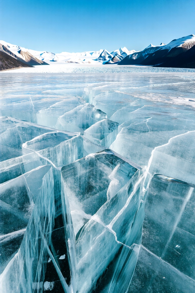masterpiece,  In ultra-high-definition images,  the ice crack texture of snow-capped mountains and glaciers is clear layer...