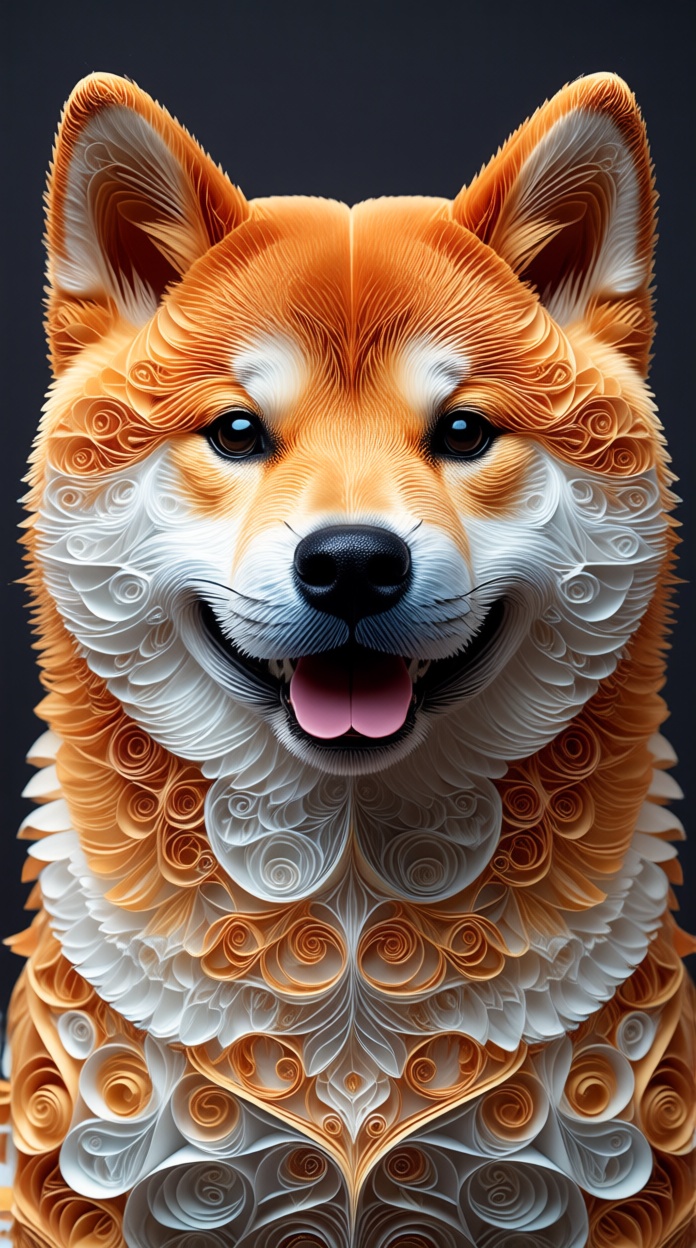 Shiba Inu made of fractal structures,  fractal object,  detailed fractal surface on Tensor.Art