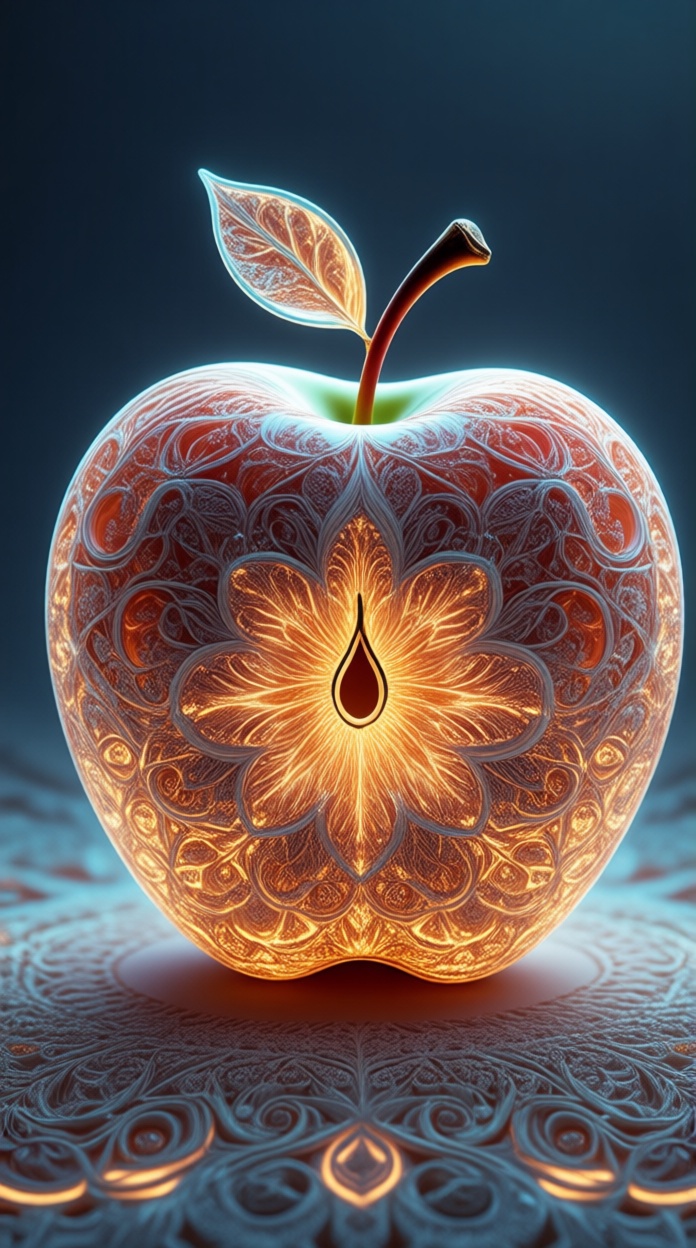 apple made of fractal structures,  fractal object,  detailed fractal surface on Tensor.Art
