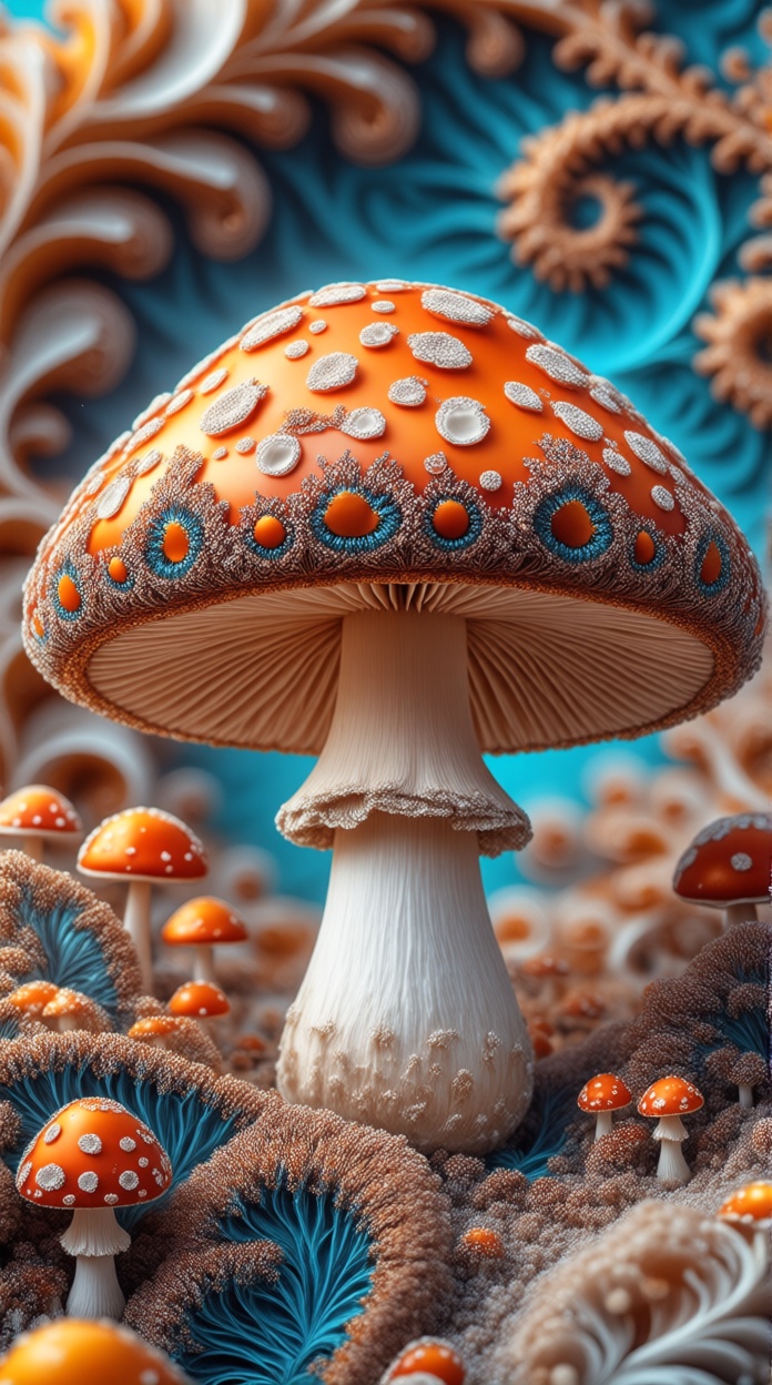 Mushroom made of fractal structures,  fractal object,  detailed fractal surface on Tensor.Art