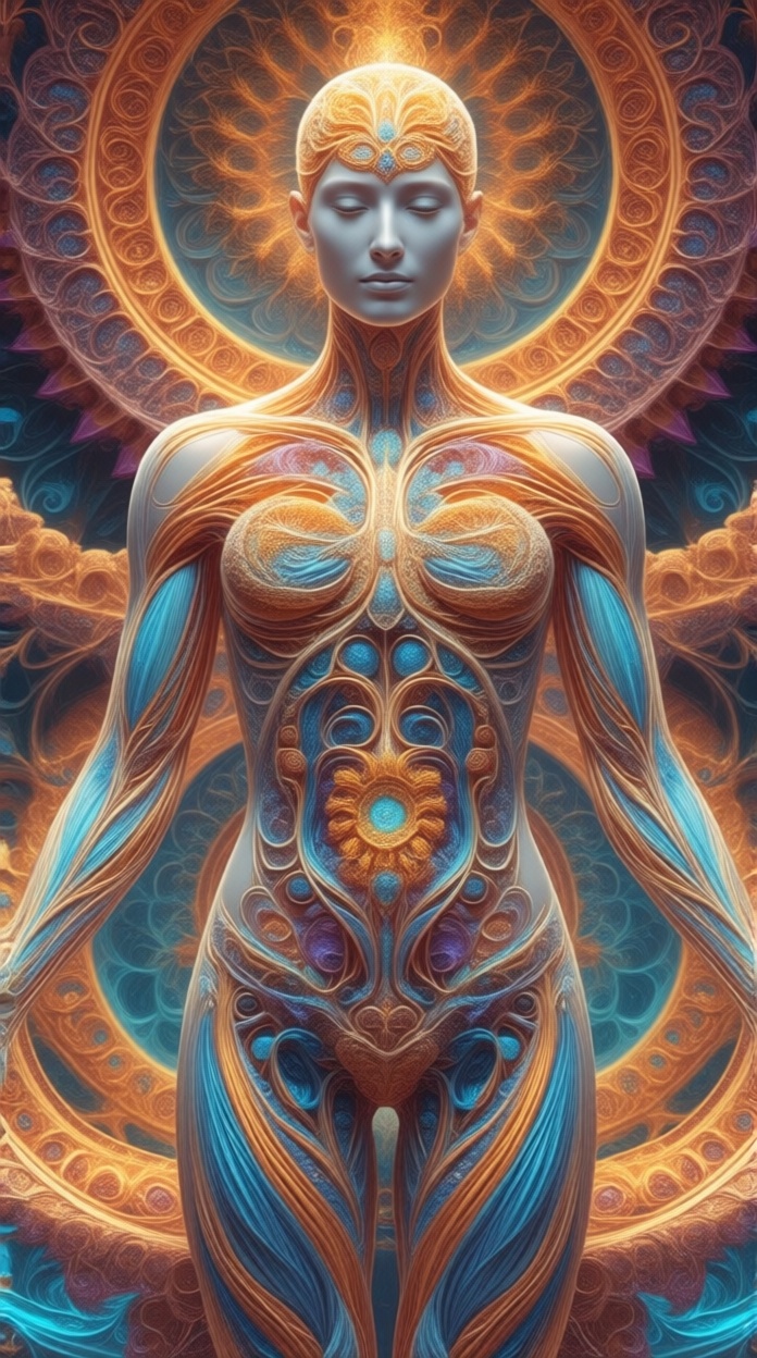 Full body of a human,  fractal body,  human figure made of recursive fractal shapes on Tensor.Art
