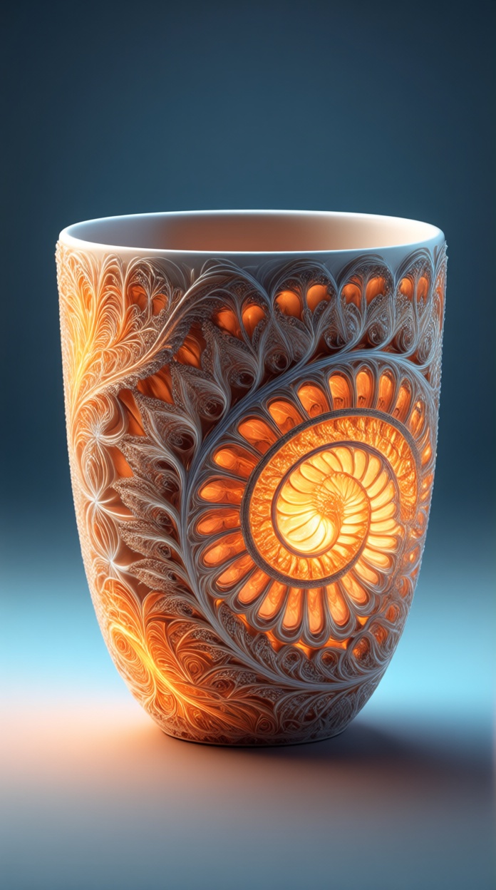 cup made of fractal structures,  fractal object,  detailed fractal surface on Tensor.Art