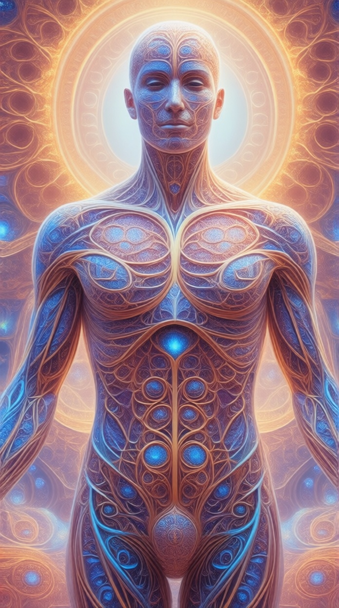 Full body of a human,  fractal body,  human figure made of recursive fractal shapes on Tensor.Art