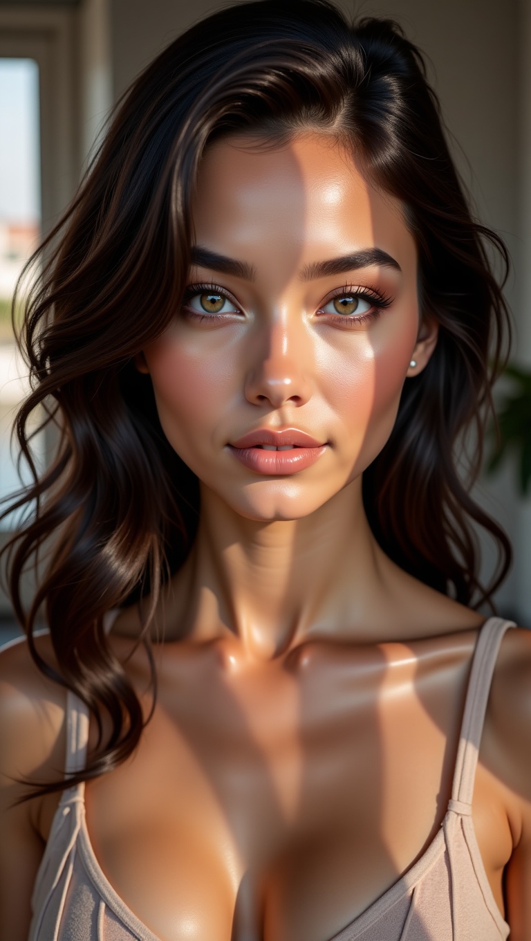photorealistic portrait,  glossy skin,  reflective highlights on Tensor.Art