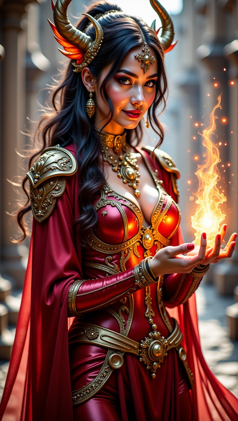 fantasy sorceress,  ornate glossy armor,  glowing magical energy on Tensor.Art