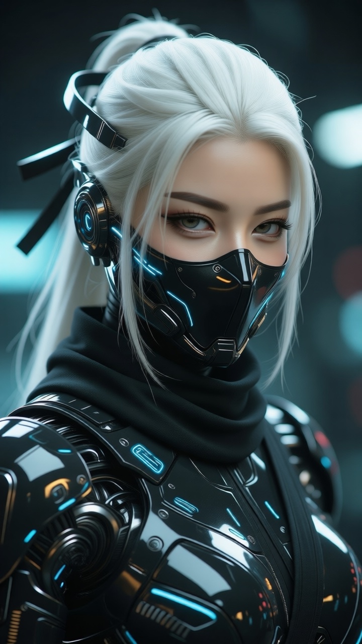 A cyberpunk robot girl,  close-up,  SPACE-TIME NINJA on Tensor.Art