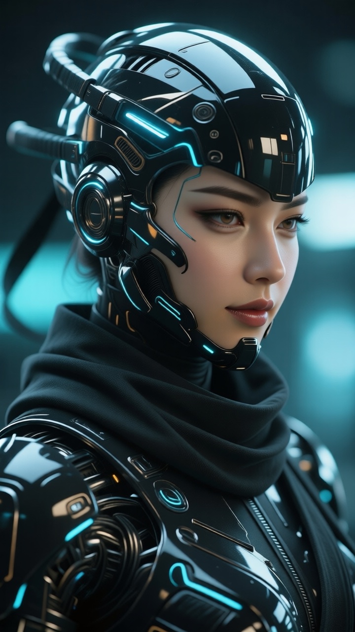 A cyberpunk robot girl,  close-up,  SPACE-TIME NINJA on Tensor.Art