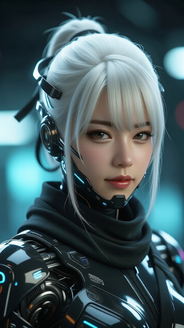 A cyberpunk robot girl,  close-up,  SPACE-TIME NINJA on Tensor.Art