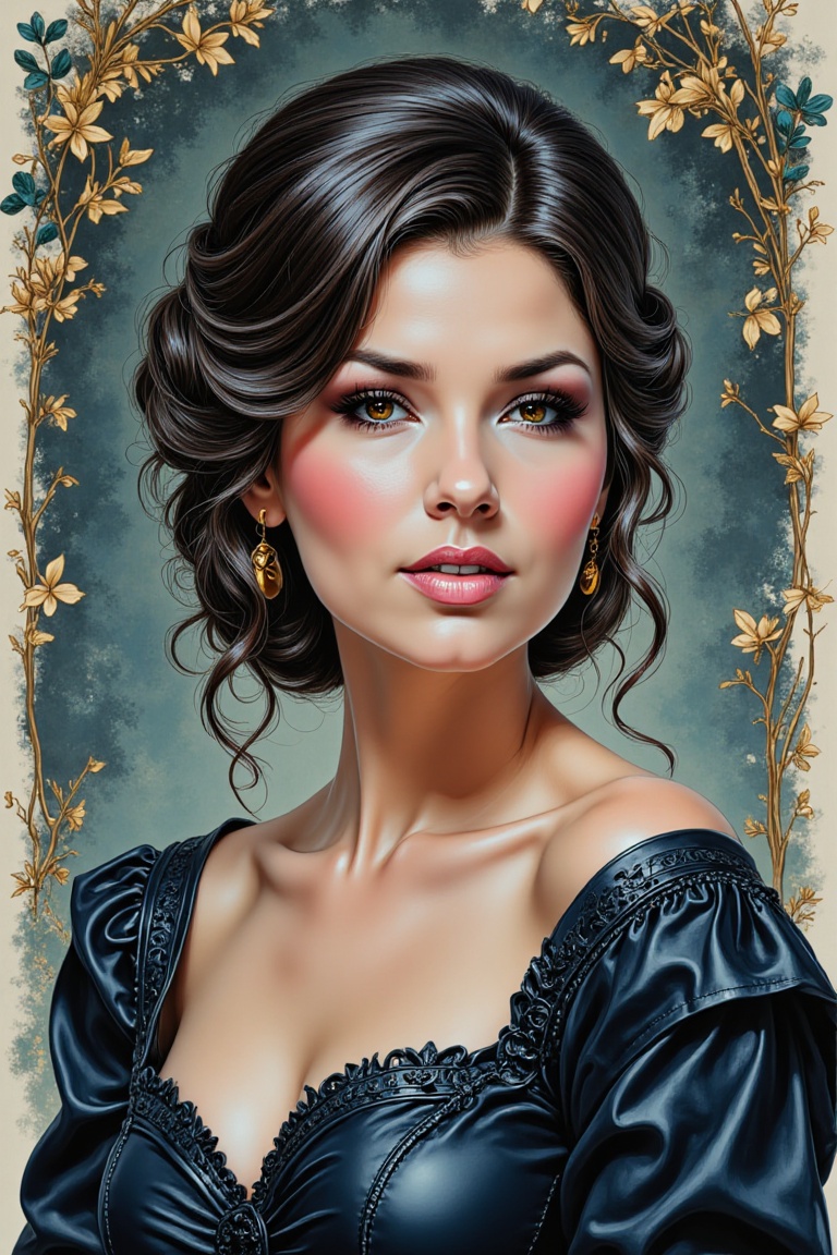 The Beauty Shania dressed in modem blue Corsage dress attire,  clear and detailed eyes,  upper body on Tensor.Art