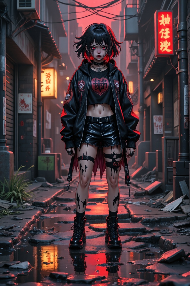 teenage anime girl on a backstreet alley,  teary eyes,  teenage outfit on Tensor.Art