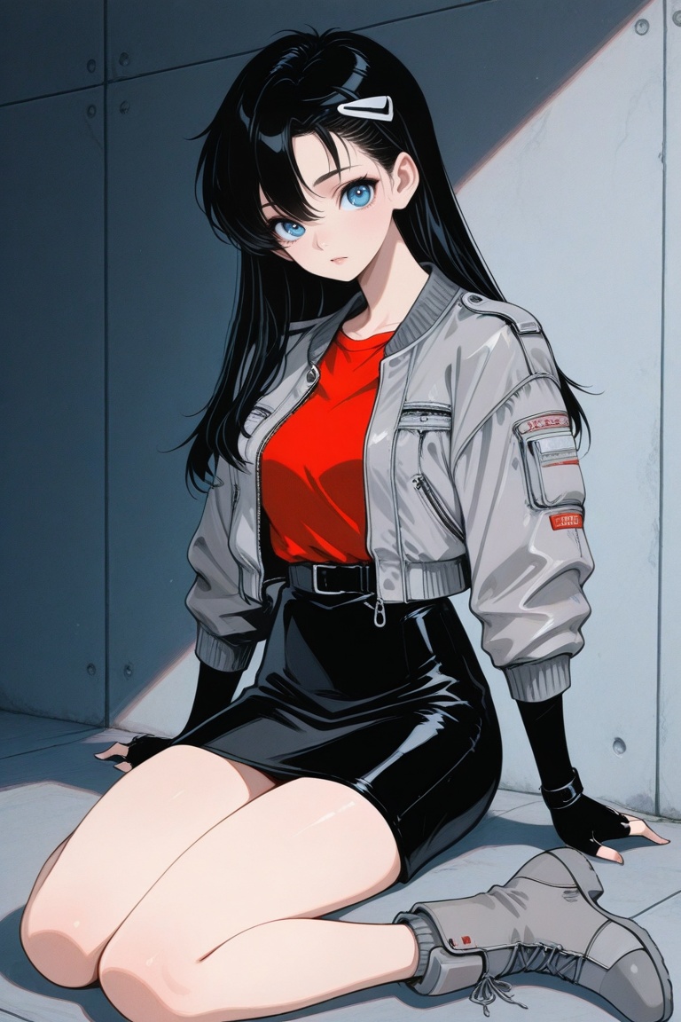 cristy,  black long hair,  white hairclip on Tensor.Art