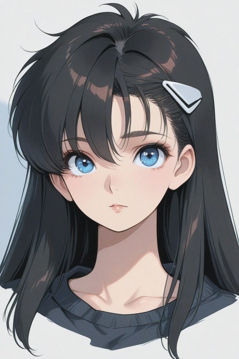 cristy,  black long hair,  white hairclip on Tensor.Art