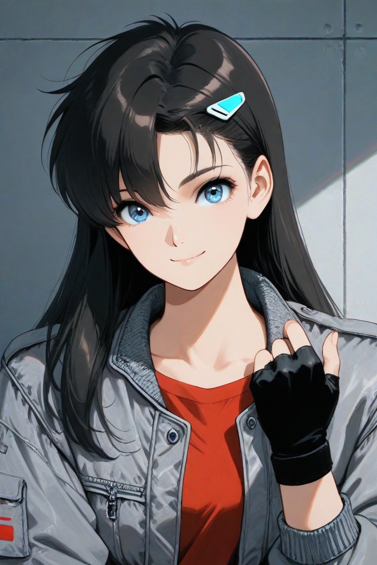 cristy,  black long hair,  white hairclip on Tensor.Art