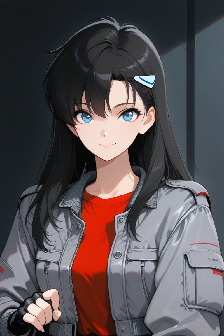 cristy,  black long hair,  white hairclip on Tensor.Art