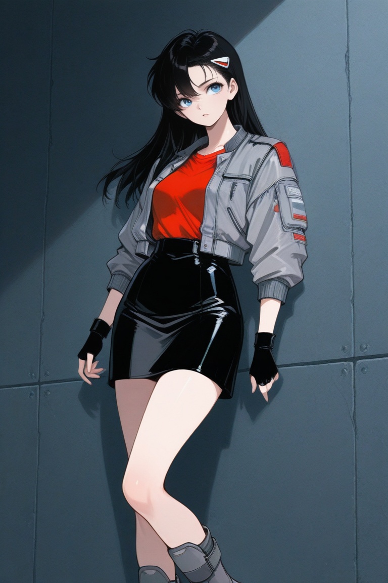 cristy,  black long hair,  white hairclip on Tensor.Art