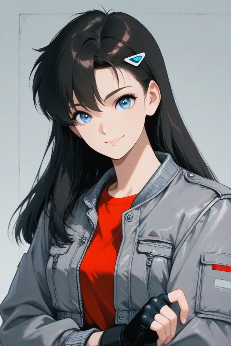 cristy,  black long hair,  white hairclip on Tensor.Art