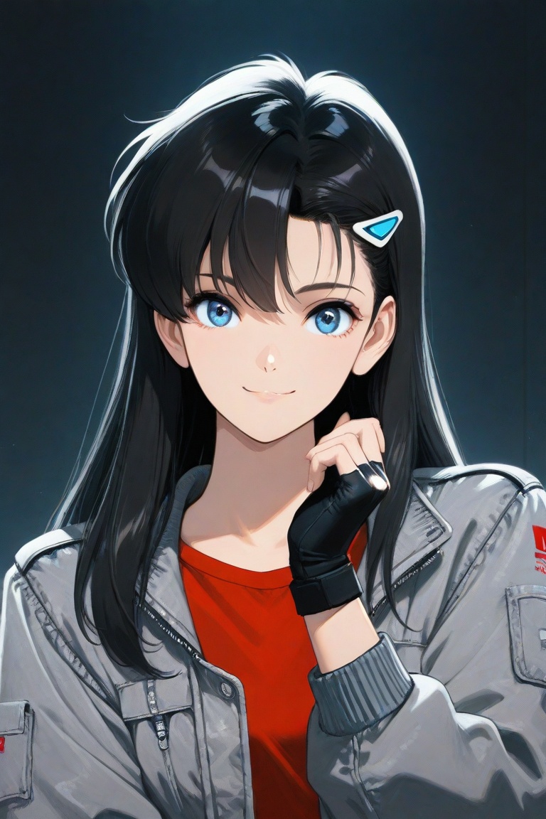 cristy,  black long hair,  white hairclip on Tensor.Art