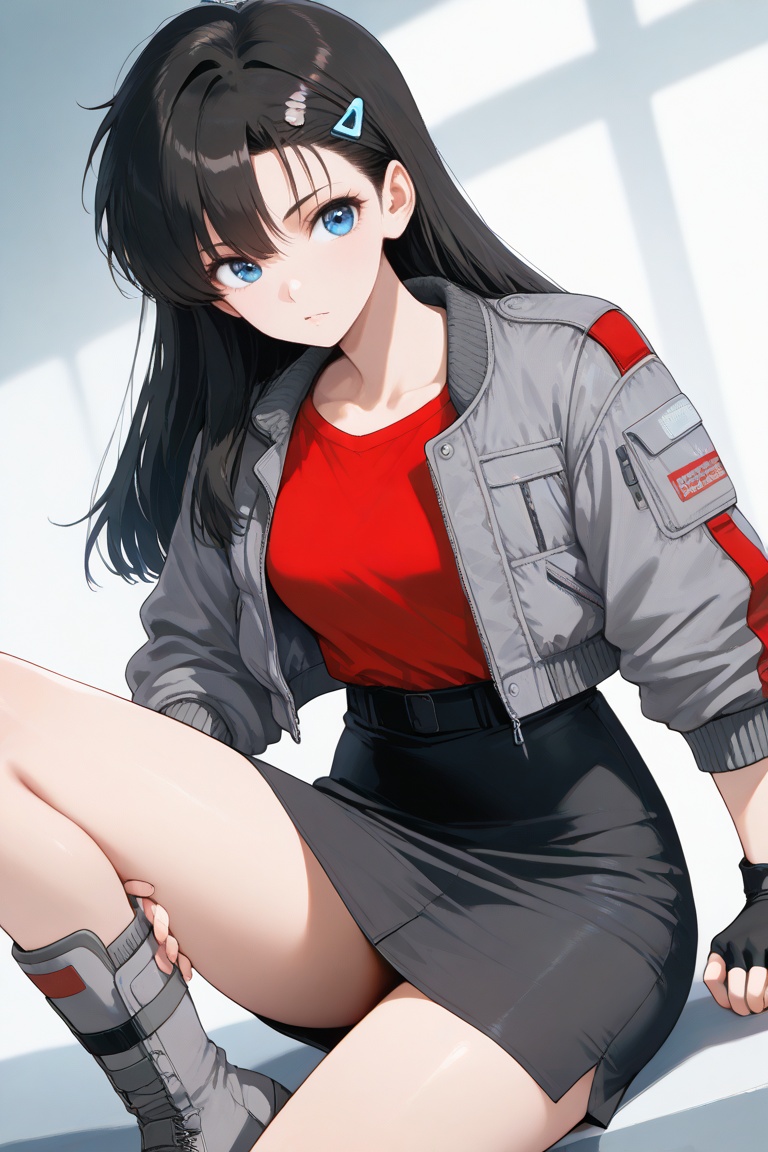 cristy,  black long hair,  white hairclip on Tensor.Art