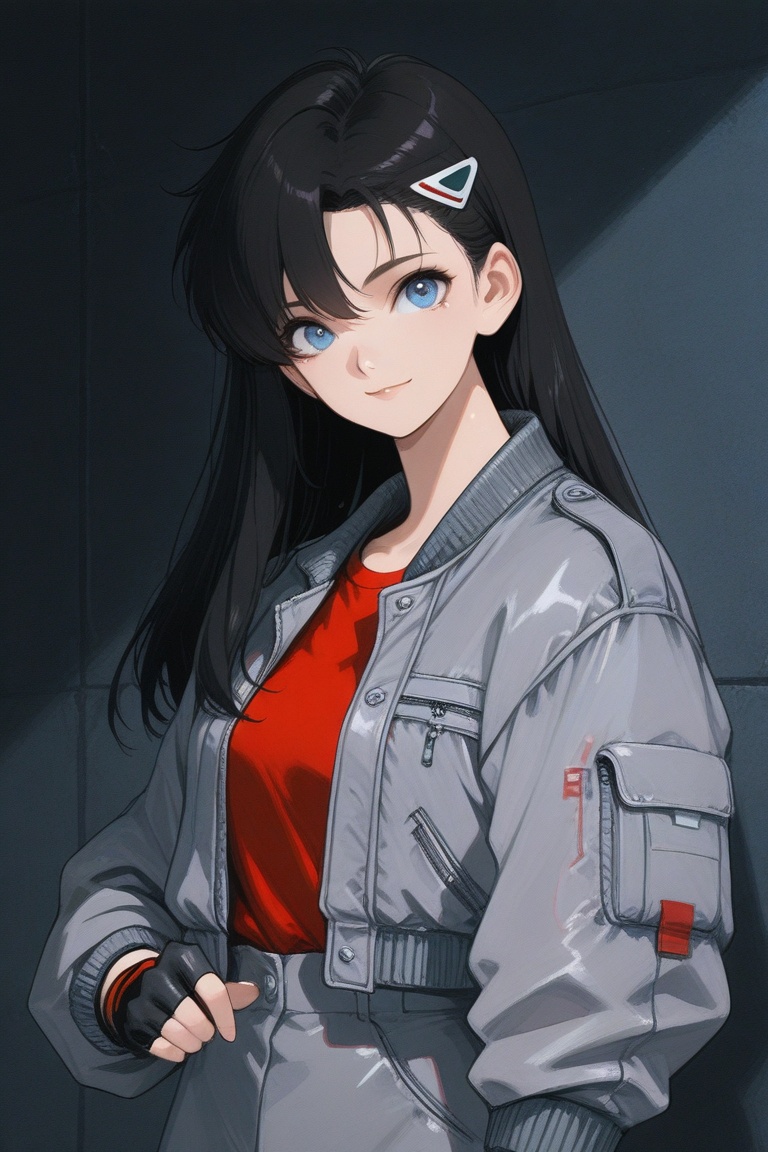 cristy,  black long hair,  white hairclip on Tensor.Art