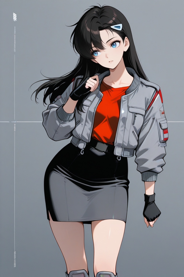 cristy,  black long hair,  white hairclip on Tensor.Art