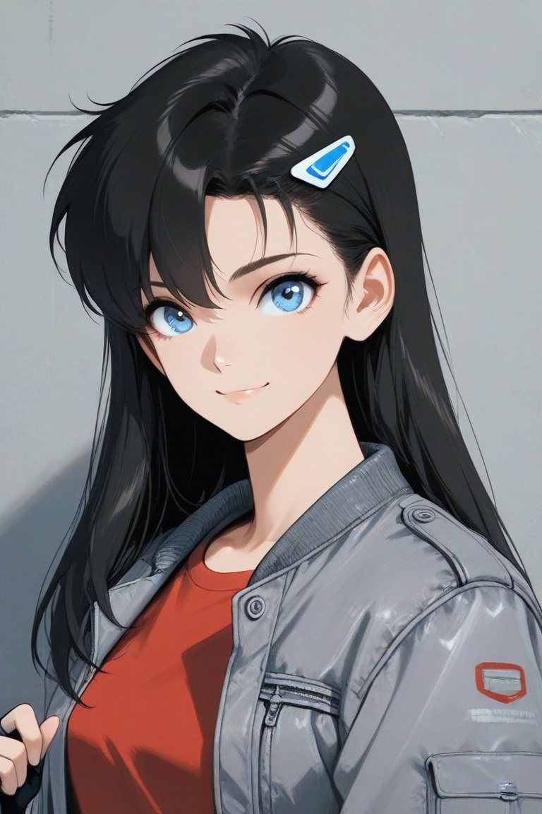cristy,  black long hair,  white hairclip on Tensor.Art
