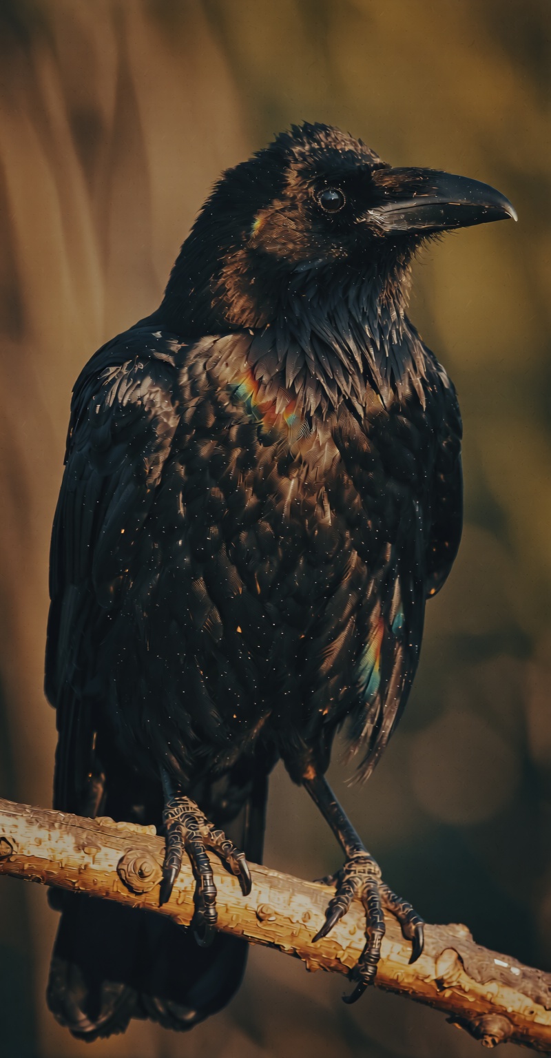 The winning entry in the photography competition features a giant crow perched on a branch,  its black feathers gleaming w...